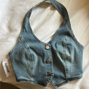 Garage Blue Denim Halter Vest